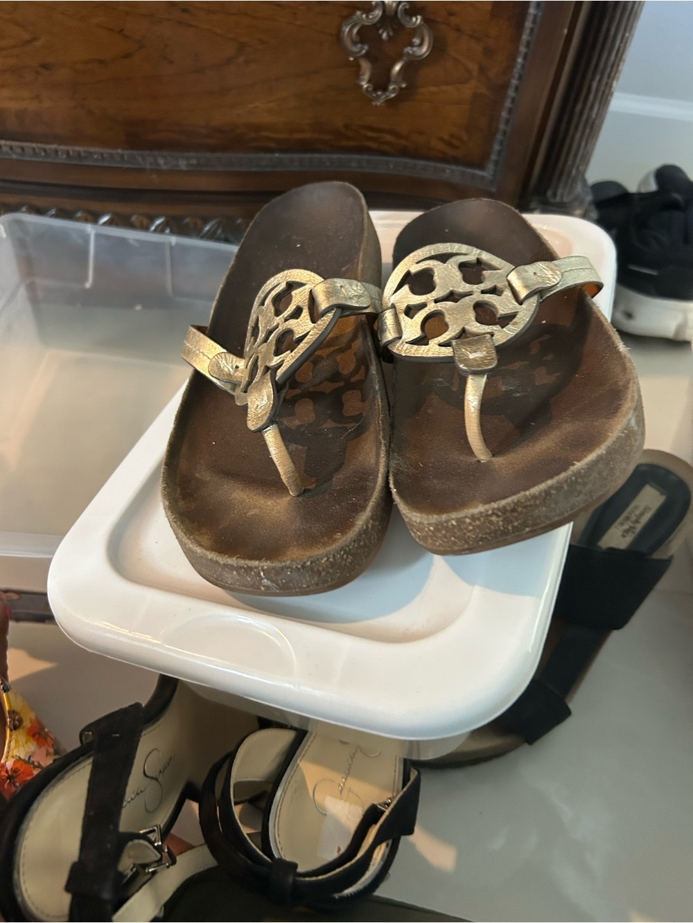 Tory Burch Brown Leather Sandal Sole - Picture 3 of 4